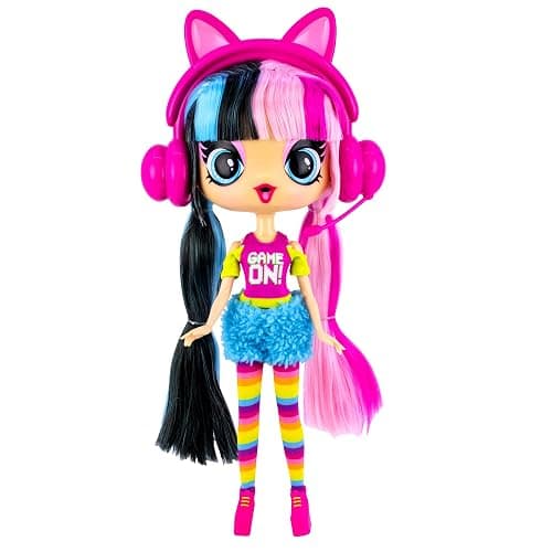 Decora Fashion Girlz Series 2– Pixelz The Gamer Girl – 11” Fabric-Costumed Posable Vinyl Doll with 50+ Surprises, Puffy & Flat Removable Stickers, Gamer Headset, and Accessories thumbnail 2