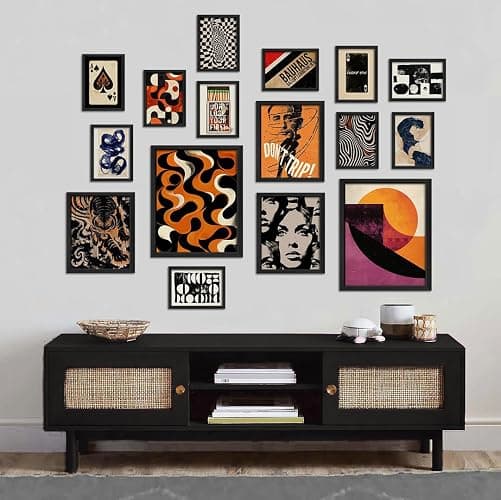 ANERZA 16 PCS Retro 70s Wall Art Decor, Eclectic Vintage Gallery Wall Prints for Bedroom, Abstract Minimalist Posters for Living Room Aesthetic, Collage Kit Pictures, 60s 80s 90s Dorm Home Decor thumbnail 2