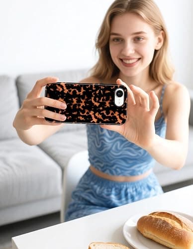 Jusy Magnetic Brown Tortoise Shell Phone Case for iPhone 16,Orange | Compatible with MagSafe,Cute Aesthetic Cheetah Leopard Design,TPU and PC Protective Shockproof Cover thumbnail 7