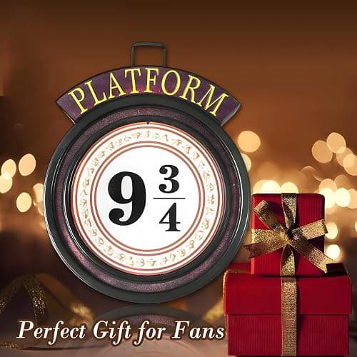 DOMSCIEN 9¾ Platform Hanging Night Light Platform 9 3/4 Sign- Remote Control Hanging Wall Lamp Halloween Decorations Holiday Magic Lamp Gift for Movie Fans（Red） thumbnail 6