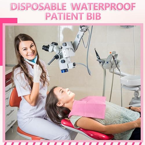 50 PCS Pink Dental Bibs Disposable Nail Art Table Mats Foldable Nail Paper Towels, 3 Ply Disposable Dentist Napkins Patient Bibs Tattoo Bibs Sheets for Salon Manicure Tattoo Dental Clinic thumbnail 2