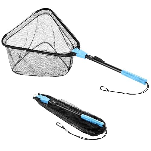 Calamus Triangle Fishing Net, Foldable, Lightweight & Strong Landing Net with Non-Slip Elastomer Handle, Built-in Elastic Lanyard and Belt Clip, Fishing Gear - Gift for Men - Image 1