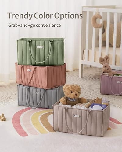 Blissful Diary Nappy Caddy Organiser, Baby Diaper Caddy for Nappy Station, Stylish Storage Basket for Newborn Essentials, Baby Shower Gifts for Girl or Boy, Sand thumbnail 8