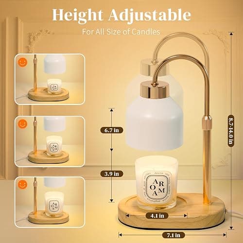 Seniny Electric Candle Warmer Lamp with Timer Dimmable, Adjustable Height Lamp Candle Warmer for Jar Candles, Home Decor Warming Light, Flameless Wax Melter Lamps, Christmas Birthday Gifts for Women thumbnail 2