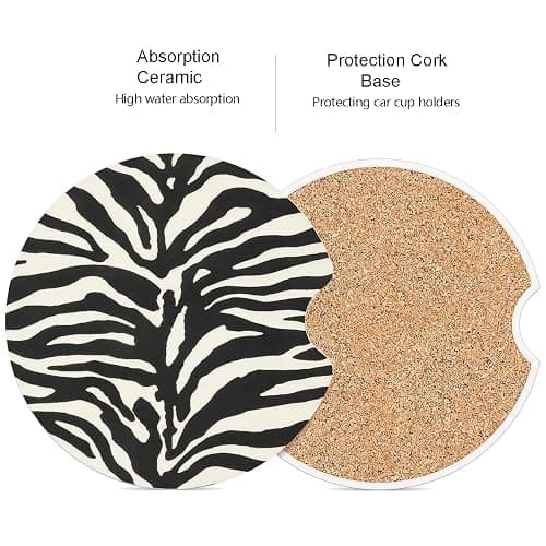 Ceramic Car Coasters – Absorbent Car Cup Holder Coaster Set for Women, Cute Aesthetic Car Accessories for Girls, 2 Pack (Coconut Milk) thumbnail 6