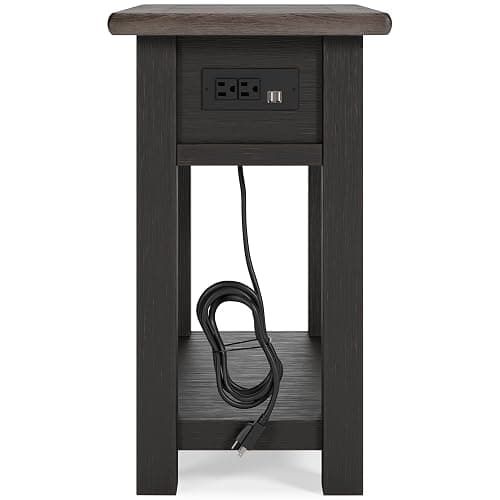 Signature Design by Ashley Tyler Creek Chair Side End Table, Plank-styled Top, Smooth-gliding Drawer, Wood, 14.13" W x 24.13" D x 24.13" H, Light Brown & Whitewash thumbnail 11