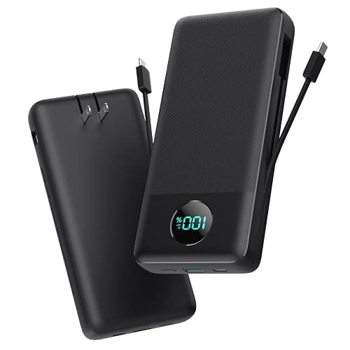 Portable Charger 33800mAh USB C Power Bank with Built-in Cables & AC Wall Plug,25W Fast Charging+QC 4.0 Phone Charger,4 Output Travel Essentials Battery Pack for iPhone16/15/14/13,Samsung,Android etc - Image 1