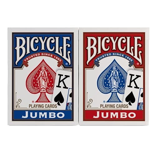 Bicycle Jumbo Index Playing Cards , 2 Pack Large Print Poker Size Deck of Cards for Easy Reading, Family Card Games, and Casino Play thumbnail 2