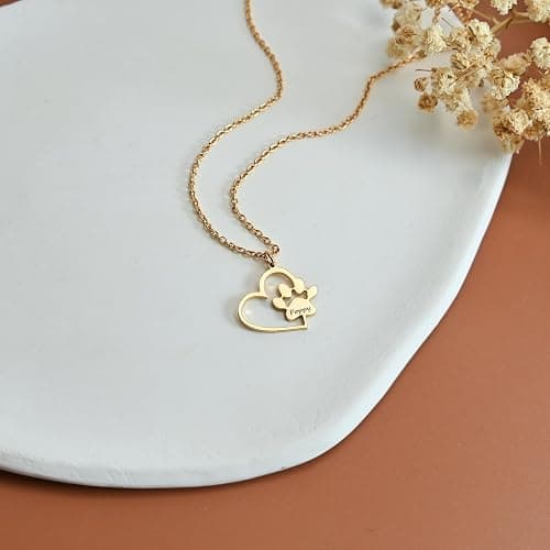 Unisota Customized Paw Print Necklace Personalized Pet Name Necklace Custom Engraved Dog Cat Paw Pendant Necklace Pet Memorial Gift for Pet Lovers thumbnail 6