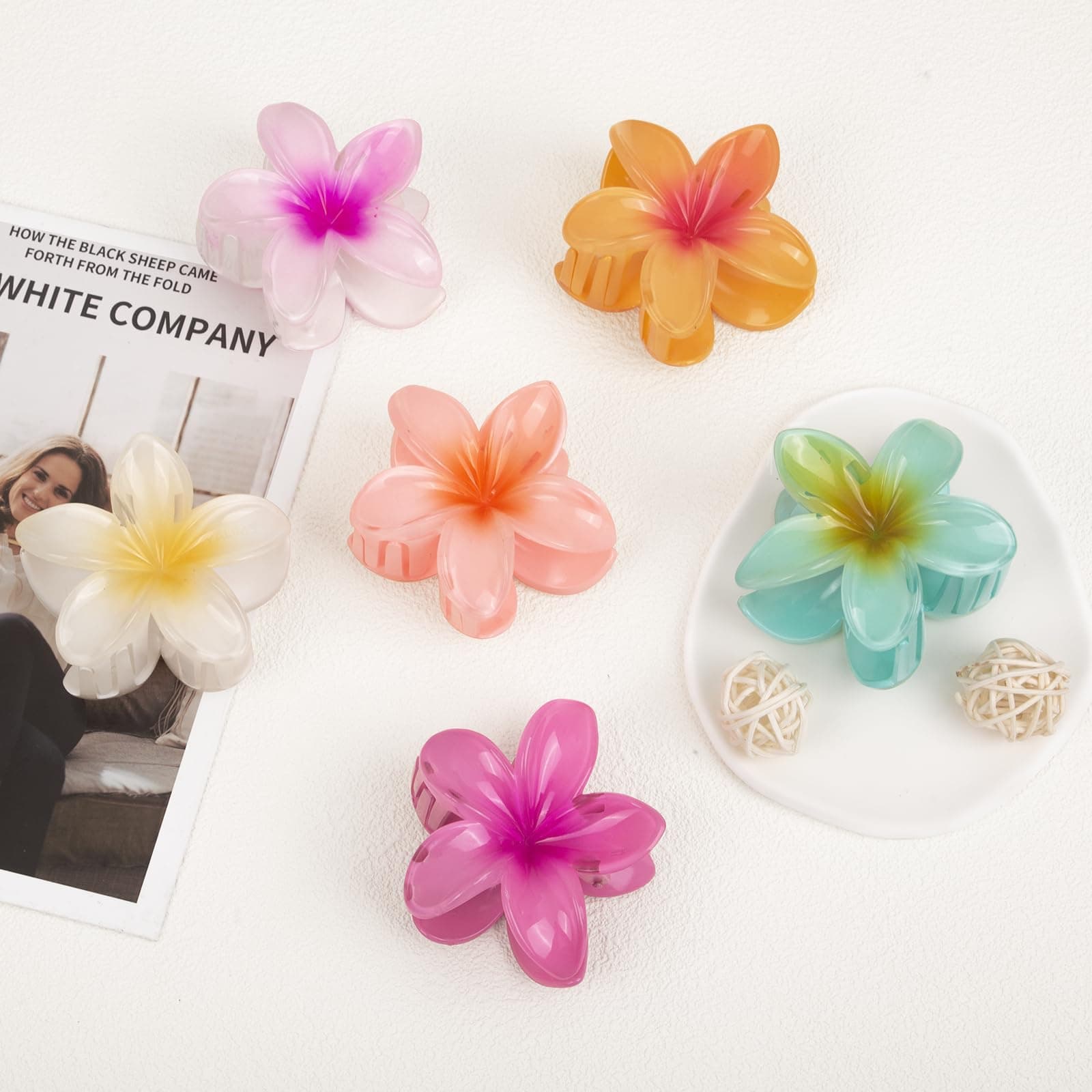 6 Pcs Flower Hair Claw Clips, Hawaiian Hair Clips for Women, Beach Cute Hair Accessories thumbnail 4