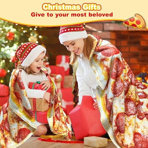 HDFK Pizza Blanket for Kids Double Sided Adult Size Red Pepperoni Realistic Food Fleece Cheese Fluffy Throw Blankets Flannel Funny Novelty Present 60 inches Round Lightweight White Elephant Christmas thumbnail 2