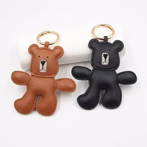 Fashin Bear Keychain, Cute Bears Charm for Purse Handbags Bag Accessories PU Key Charms thumbnail 5