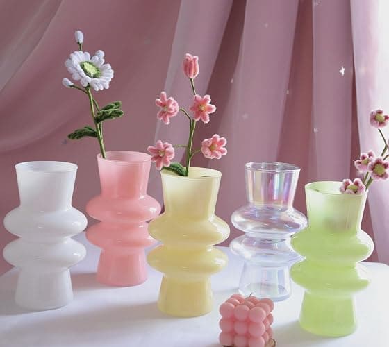 JSPYFITS Modern Glass Vases, 7.87" Tall Four-Layer Glass Vase Bubble Flower Vases Decorative for Home Décor, Decorative White Glasses Table Vase for Wedding Housewarming Gift thumbnail 8