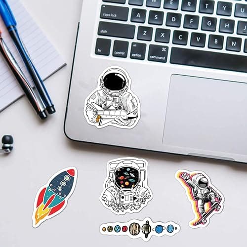 100pcs Space Stickers Pack for Water Bottles, NASA Logo Astronaut Vinyl Sticker for Hydroflask Helmet Laptop Skateboard, Waterproof Decals Gifts for Kids Teens Boys Adults thumbnail 4