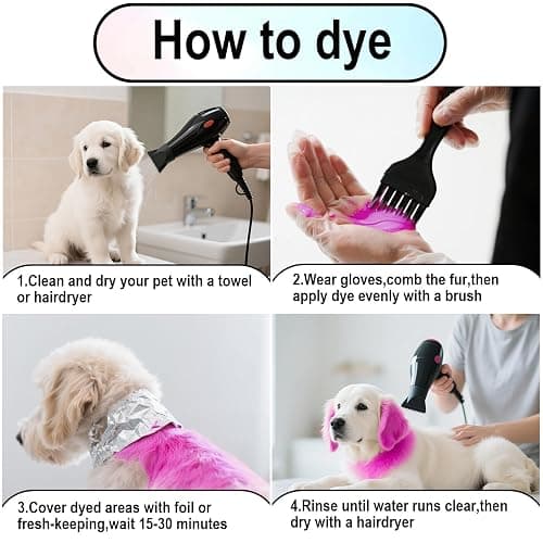 UNIPUP Semi-Permanent Dog Hair Dye Safe and Gentle Pet Hair Dye for Dogs, Cats and All Pets U-PHD02（Cotton Candy thumbnail 4