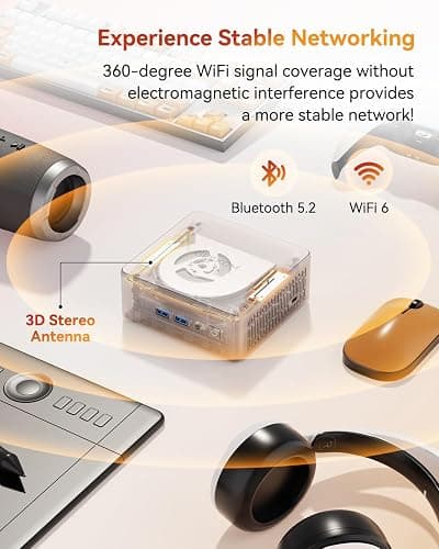 GEEKOM A5 Mini PC with AMD Ryzen 5 7430U, 3-Year Coverage, 16GB RAM(Upgradable, Not LPDDR)&512GB M.2 NVMe SSD, Windows 11 Pro Desktop Computer Support 8K/Wi-Fi 6/BT 5.2/USB 3.2/SD Slot/6x USB thumbnail 9