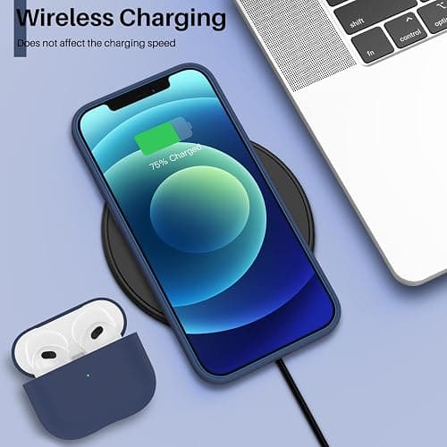 ORNARTO Compatible with iPhone 12 Mini Case, Slim Liquid Silicone 3 Layers Full Covered Soft Gel Rubber with Microfiber Case Cover 5.4 inch-Navy Blue thumbnail 5