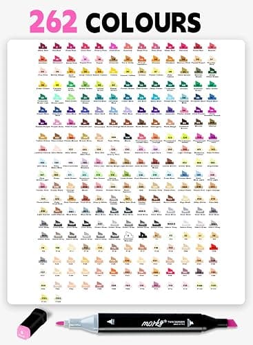 Brled 262 Colours Alcohol Markers with Free App, ‎Chisel Tip and Fine Tip Colouring Pens for Adults, Alcohol-Based Markers for Artists, Art Markers for Painting, Coloring, Sketching and Drawing thumbnail 4