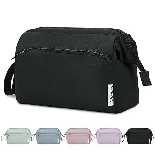 Narwey Makeup Bag Women Wide-open Make up Bag Travel Cosmetic Bag Organizer Toiletry Bag for Cosmetics Toiletries Accessories (Black) - Image 1