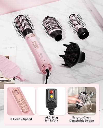 Farery 4-in-1 Rotating Blow Dryer Brush Set | Oval Volumizing Barrel, 1.5" & 2" Rotating Brushes, and Diffuser | All-in-One Hot Air Brush for Fast Drying, Volumizing, and Smoothing thumbnail 6