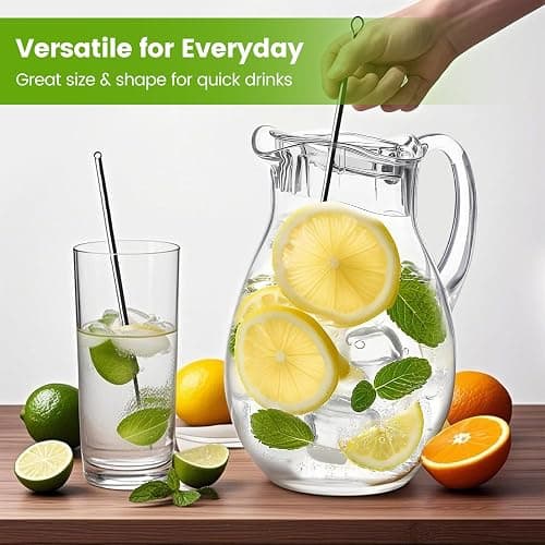 Clear Plastic Pitcher with Lid (72 oz), Unbreakable Water Pitcher with Handle, Fridge Jug, BPA-Free, Shatter-Proof, Great for Iced Tea, Sangria, Lemonade, Juice, Milk, and More thumbnail 3