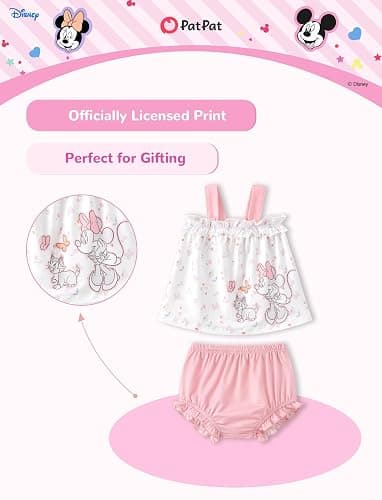 Disney Princess Baby Girl Clothes: Floral Sleeveless Ruffle Tunic Top & Bloomer Diaper Cover Set Newborn Summer Outfits thumbnail 2
