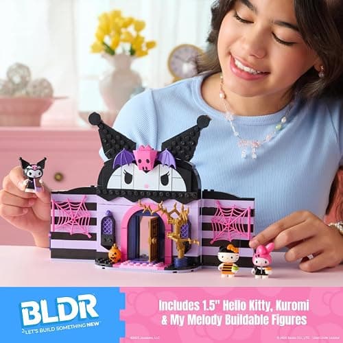 BLDR Hello Kitty and Friends Kuromi’s Haunted House Building Set - Hello Kitty, Kuromi, & My Melody Minifigures - Gift for Kids and Sanrio Fans Ages 8+, 0131 thumbnail 3