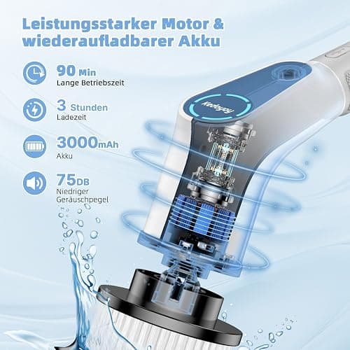 Elektrische Reinigungsbürste, 8 in 1 Electric Cleaning Brush mit austauschbaren Bohrbürstenköpfen, Wanne mopSet, Elektrische Putzbürste mit Verstellbarem Griff für Bad Küche Auto Fußboden thumbnail 4