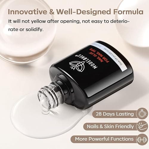 Modelones 9 in One Nail Glue Base Coat Nail Polish Set Brush On Gel Nail Glue 2 Pcs 15 ml for Rhinestone, False Nails, Base Gel, Blooming Nail Art Gel Nail Kit for Acrylic Nails U V Lamp Needed thumbnail 5