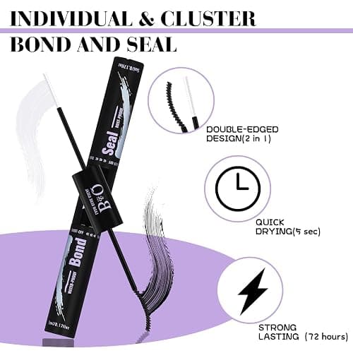 B&Q Lash Clusters Kit 280PCS Eyelash Clusters Kit,40D D 9-16MIX Individual Lash Comfortable Eyelash Extension Set, Classic Look with Bond and Seal Waterproof, Remover DIY at Home(Set,40D) thumbnail 4