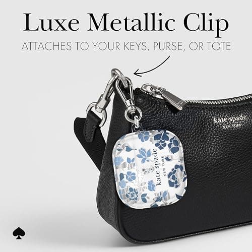 kate spade new york AirPods 4 Case - Flowerbed Blue | Stylish Case with Luxe Metallic Ring Keychain for Bag, Tote, Backpack, and More - Protective & Lightweight Case for AirPods 4 thumbnail 4
