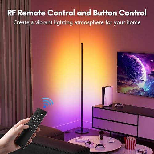 luckystyle Smart RGB+IC Corner Floor Lamp,Bright LED Tall Modern Floor Lamp with APP and Remote,Ambient Lighting Color Changing Standing Lamps with Music Mode and Timing for Living Room,Bedroom,Party thumbnail 3