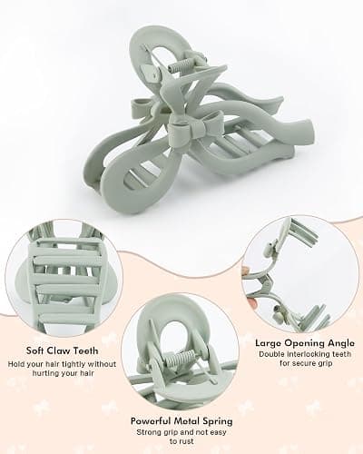5" Extra Large Bow Hair Clips Women Cute Bow Claw Clip 4PCS Jumbo Hair Claw Clips for Thick and Long Hair Bows thumbnail 3