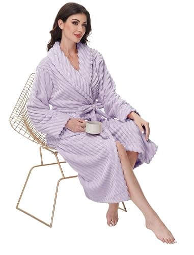 Yurhap Premium Robes for Women - Super Soft Cozy Fleece Womens Robe Plush Long Bathrobe thumbnail 5