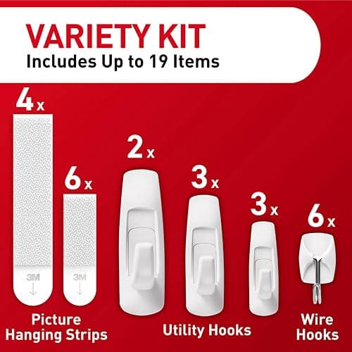Command Variety Pack, Including 10 Pairs of Picture Hanging Strips, 6 Wire Hooks and 8 Utility Hooks for Hanging Christmas Decorations, Damage Free Hanging Up to 19 Items with Command Strips, 1 Kit thumbnail 4