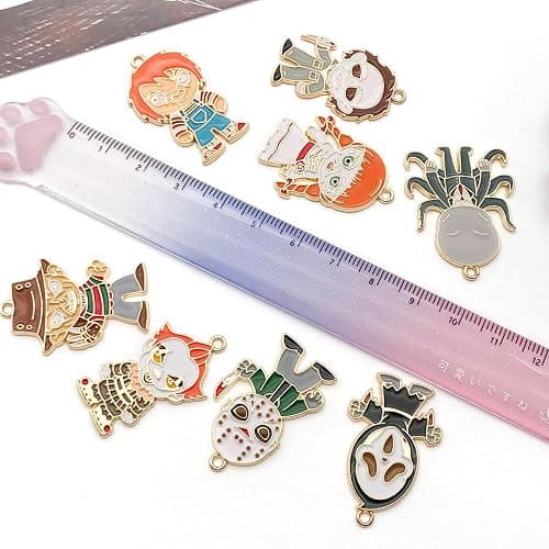 WOCRAFT 24pcs Halloween Charms, Gold Enamel Horror Classic Movie Characters Charms for Jewelry Making Bracelets Necklaces Earrings Craft Making thumbnail 5
