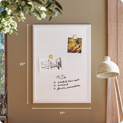 U Brands Farmhouse Magnetic Dry Erase Board White Board, 24" x 18", White Wood Style Frame, Includes 2 Magnets thumbnail 3