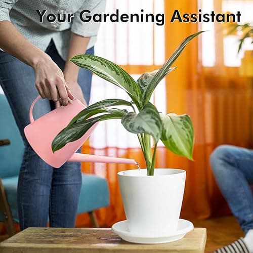 Watering Can for Indoor Outdoor Plants, Modern Small Watering Cans with Removable Nozzle, Long Spout Watering Can for Indoor Bonsai Plants Garden Flowers 1/2 Gallon 1.8L 60OZ (Pink) thumbnail 4
