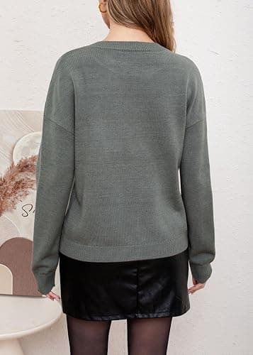 CHARTOU Women Fashion Crew Neck Rib Knit Crucian Carp Graphic Oversized Y2k Pullover Sweater Jumper thumbnail 7