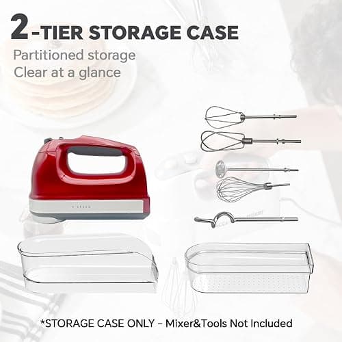 Hand Mixer Storage Case for KitchenAid KHM5/KHM6/KHM7/KHM9 Series Ultra Power Speed Hand Mixers, Double layer Crylic Transparent Storage Box (Hand Mixer Not Included) (Storage Case) thumbnail 3