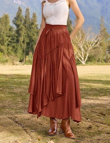 Scarlet Darkness Long Skirts for Women Renaissance Costume Pirate Maxi Skirt Plus Size with Pockets thumbnail 6