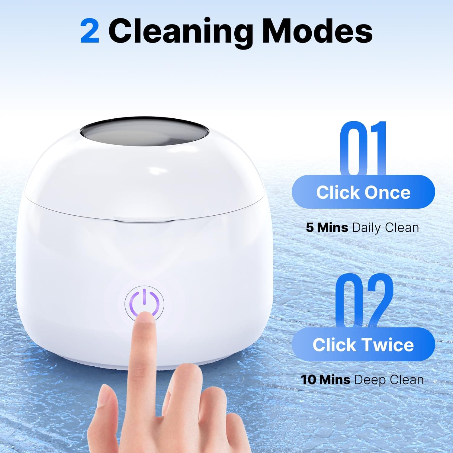 CXRUY Ultrasonic Retainer Cleaner - UV Dental Cleaning Pod Night Guard Cleaner for Dentures, Aligner, Braces, Toothbrush Heads, Jewelry (White) thumbnail 5