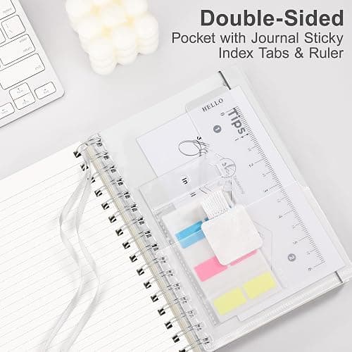 RETTACY Spiral College Ruled Notebook, 300 Pages, A5 Medium Size (5.7" x 8.2"), for School, Work, Writing, Journaling, 100 GSM Thick Paper, Flexible Plastic Cover (Transparent) thumbnail 6