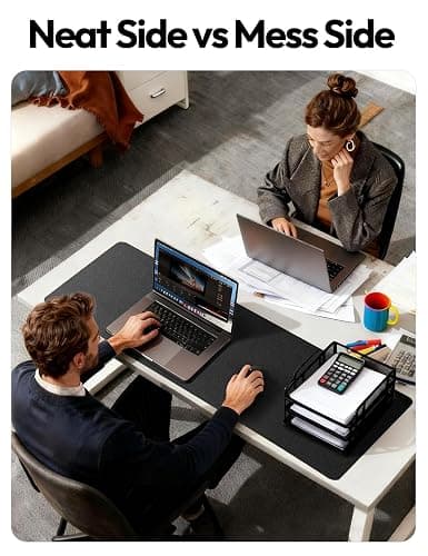 YSAGi Leather Desk Protector, Office Mat, Large Mouse Mat, Non-Slip PU Leather Blotter, Laptop Desk Mat, Waterproof Writing Pad for Office and Home (Black, 31.5" x 15.8") thumbnail 7