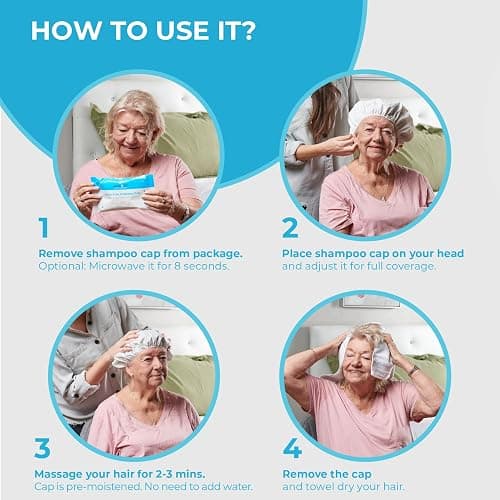 Scrubzz Shampoo Caps No Rinse for Elderly and Bedridden Patients, Rinse Free Shampoo Caps for Post Surgery and Hospital Stays, Waterless Hair Washing Shower Caps - 6 Pack thumbnail 6