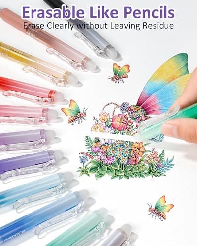Solati 12 Colors Erasable Gel Pens, Fine Point 0.7mm Colored Erasable Pens, Make Mistakes Disappear, Assorted Color Inks for Drawing, Writing, Planning, and Crossword Puzzles (12 Colors) thumbnail 2
