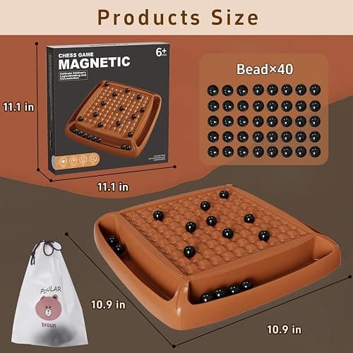 Magnet Game, Magnetic Game Chess 40 Piceses, Family Games for Kids and Adults, Board Game for Kids 8-12 Family Games Night 2-4 Players, Gifts for Teens Kid (Brown) thumbnail 3