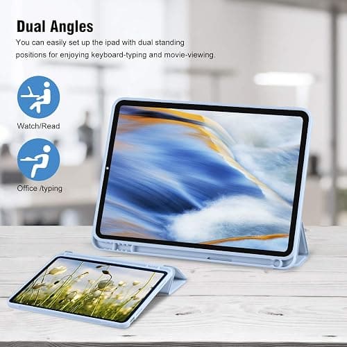 iPad (A16) 11th Generation Case 11 Inch 2025, iPad 10th Generation Case 2022 10.9 Inch with Pencil Holder, Soft TPU Back Slim Smart Protective Trifold Stand Cover, Auto Wake/Sleep, Sky Blue thumbnail 5