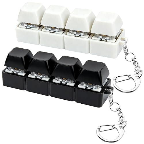 2 PCS White & Black Keyboard Fidget Toy, Keyboard Fidget Keychain 4-in-1 Keyboard Decompression Button Finger Clicker Toys, Button Stress Relief Fidget Gifts to Relief Stress (General) - Image 1