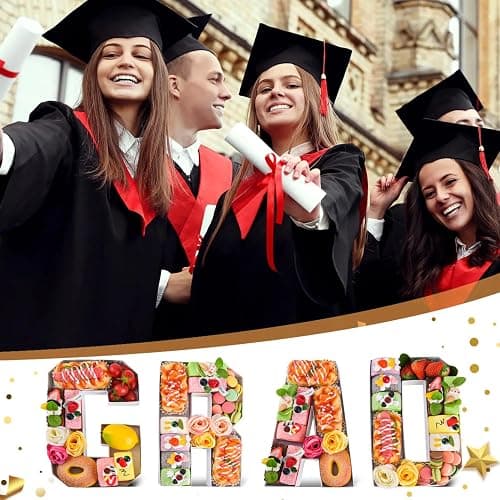 Datyiiha GRAD Set Cardboard Letter for Charcuterie 10.2'' Congrats Grad Fillable Tray Charcuterie Paper Box for Graduation Party Decorations Chocolate Candy Cupcake Container thumbnail 4